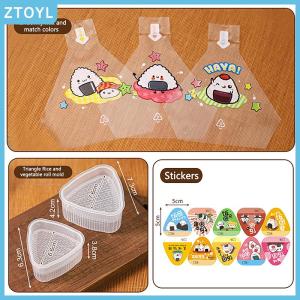 ZTOYL 50Pcs Cartoon For Triangle Rice Ball Packaging Bag Nori Onigiri Sushi Bag With 2 Onigiri Mold And 50 Stickers Sushi Making Mold