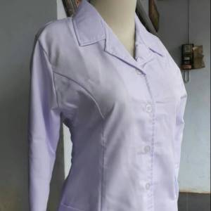Baju PDH Putih Wanita Baju Dinas PNS/ASN Perawat Seragam Guru PPL Kemeja Formal