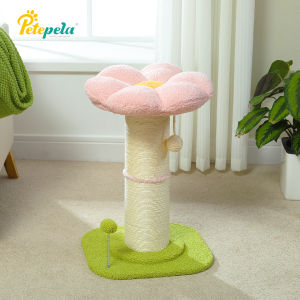 Flower Small Cat Tree Cat Scratching Post for Indoor with Super Thick Natural Sisal Post Pink Stable Removable Perch Mat Balls