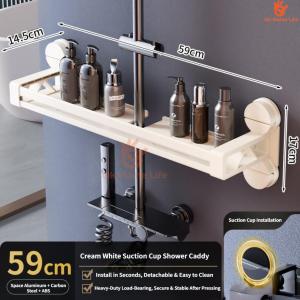 SG Stock 2 Tier Shower Storage Rack Punch Free Shower Head Shelf Suction Cup Shower Shelf