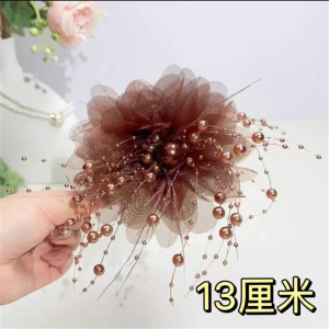Single Korean Coral Double Flower Light Luxury Tassel Catching Womens Commuting Hair Accessories