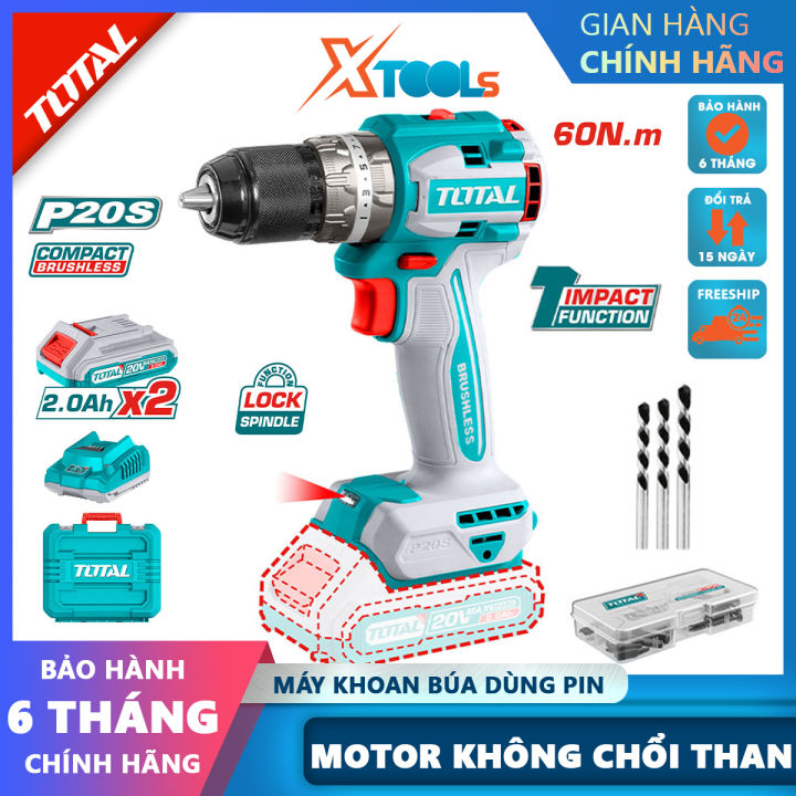 Máy khoan búa không chổi than TOTAL TIDLI20602 máy khoan siết vít dùng ...