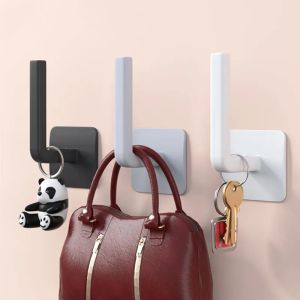 4pcs L-shaped Hooks Non-punching Plastic Behind The Door Hooks Adhesive Multifunctional Hanging Racks Kitchen Bathroom Storage