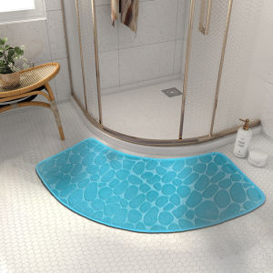 Bathroom Floor Mat Fan-shaped Anti Slip Foot Mat Absorbent and Dirt Resistant Floor Mat Simple Style