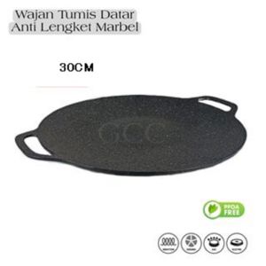 Leoshop888 Wajan Datar Korea Anti Lengket MArble Ukuran 30Cm Bisa Kompor Induksi
