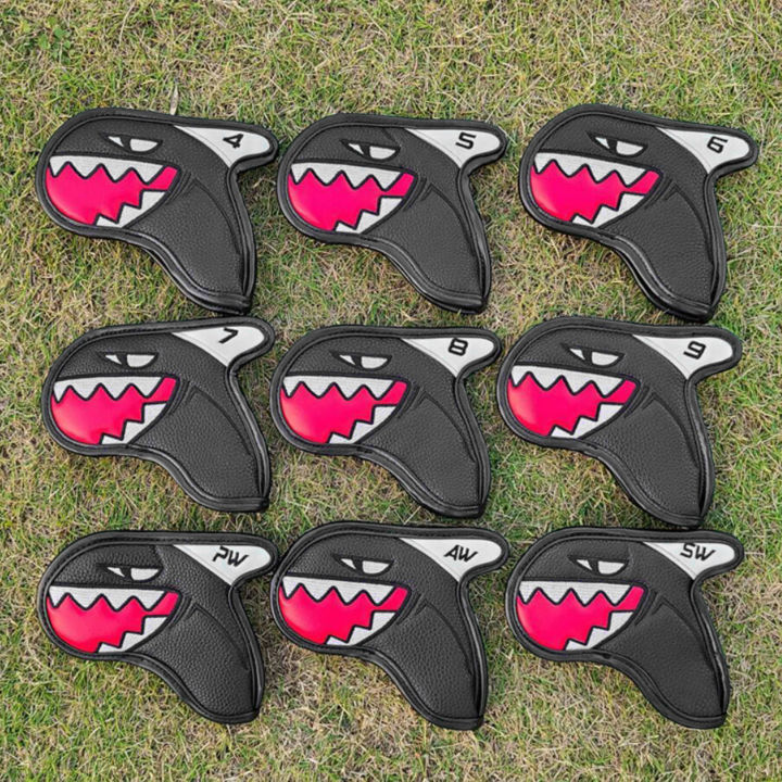 WBMOON 9x Shark Golf Iron Head Covers Leather PU Golf Club Headcovers White Lazada