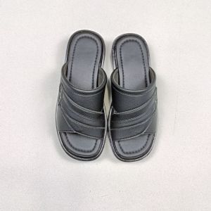 Dép nam quai ngang cao cấp  nâu đen bò đế cao 4.5 cm  tận gốc