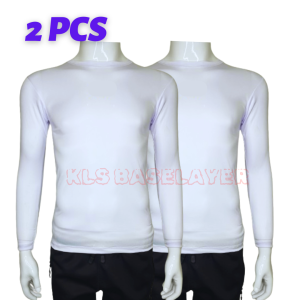 2Pcs KLS Manset Lengan Panjang Tanpa Lubang Jari Baju Olahraga Kerah Pendek Elastis Serap Keringat