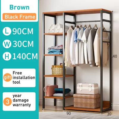 WAROOM Cloth Wardrobe Rack Cabinet Simple Style Coat Rack Large Stainless Steel Wardrobe Storage Rack Bedroom Clothes Rack Hanging 衣帽架