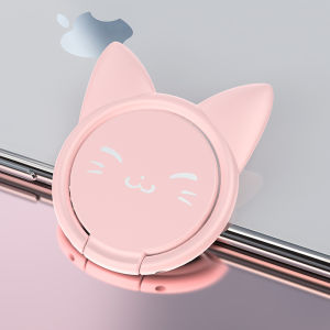 【Ready Stock】Metal Paint Cute Cat Phone Ring Holder Buckle Griptok Phone Grip Stand 360° Car Phone Holder