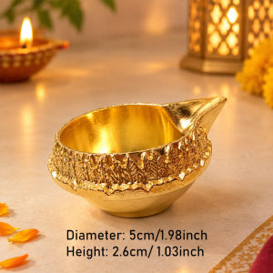 【BUY 1 FREE 1】Deepavali Lotus Diya Holder Diwali Imitation Gold Brass Candle Holder Flat Bottom Reusable Agal Vilaku Home Decoration
