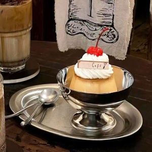 [Eqrbtl] Ice Cream Cups Salad Bowl Stainless Steel Bowl Dessert Fruit Plate Snack Dish Party Supplies