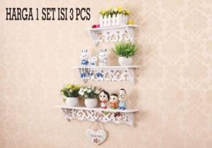 S536 Rak dinding vintage 1set isi 3pcs (New ada 5 hook gantungan)