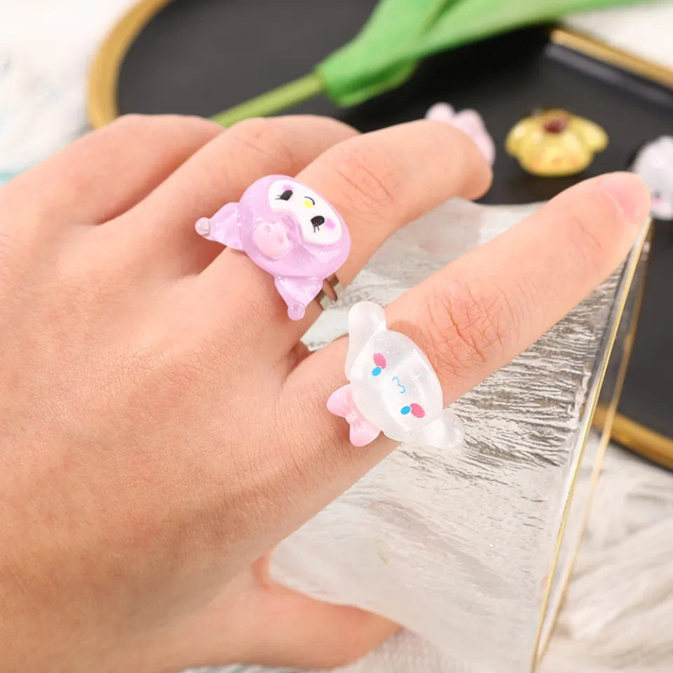5pcs Cartoon Sanrio Ring Kawaii Hello Kitty My Melody Kuromi Women