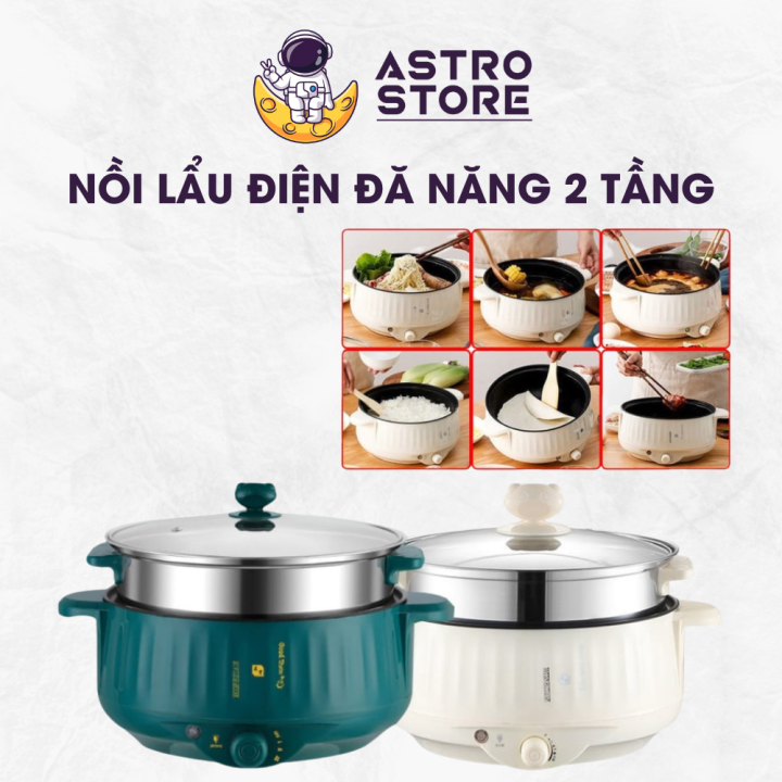 Nồi Lẩu Điện Đa Năng 2 Tầng 28cm Tặng Kèm Giá Hấp Inox 3 Nấc Nhiệt ...