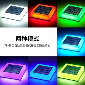 SXH Solar-powered square pillar light Outdoor gate wall lights garden gate post lights RGB Gradient courtyard lights