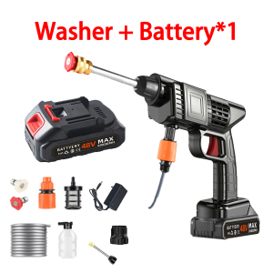 Portable High Pressure Washer Wireless Car Washer High Washer Washing Machine Power Spray Lithium Battery Rechargeable Multifunction Wash Machine for car washing household