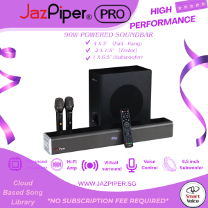 JazPiper Pro Home Karaoke System with Bluetooth UHF Wireless Microphone and Enhanced Subwoofer - 1 Year SG Warranty