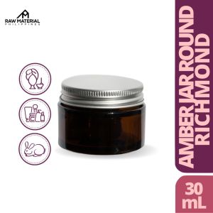 Glass Amber Squat Jar Round Richmond 30mL | Environmentally Sustainable | Raw Material Philippines