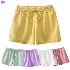 1-8 Years Childrens Solid Color New Mid-Waist Sports Leisure Kids Shorts 2024 Summer Korean Casual Loose Girls Home Wearing Tollder Baby Pants Beach Shorts