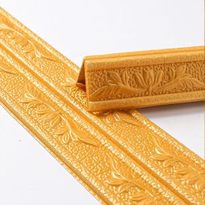 3D Foam Wall Edge Strip Stickers Self Adhesive Baseboard Corner Waist Line Sticker Wallpaper Gold Home Decor