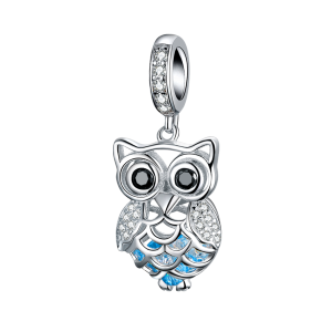 BAMOER Hàng Mới Về Hạt Charm Hình Con Cú Đá Zircon Khối Lập Phương Pha Lê Bạc Sterling 925 Phù Hợp Với Vòng Tay & Vòng Đeo Tay Trang Sức Tự Làm SCC1124 Apr