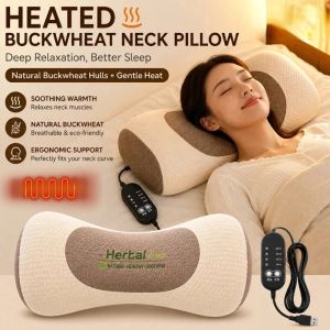 Cylindrical Buckwheat Pillows with Heat Anti-arch Help Sleep Breathable Cervical Vertebra Pillow