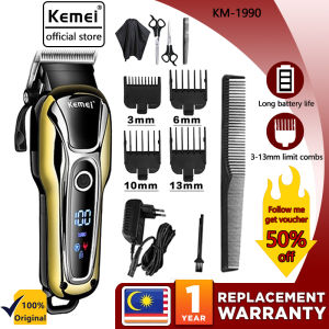 Kemei KM-1990 Electric Hair Clipper 2 Speed LCD Display Hair trimmer Barber Haircut Battery Rechargeable Beard trimmer Men Hair Cutting Machine