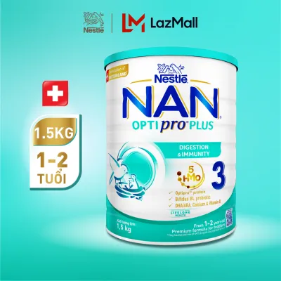 Sữa bột Nestle NAN OPTIPRO PLUS 3 1500g với 5HMO Sữa Mát với đạm Optipro 5HMO Hỗ Trợ Tiêu Hóa Đề Kháng Trí Não & Phát Triển Toàn Diện Nhập Khẩu Thụy Sĩ