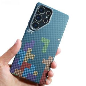 Splicing Squares Carbon Pattern  Case for Samsung S26 S25 S24 S23 Ultra Camera Lens Protective Hard PC Phone Cover Shell