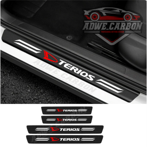 5pcs Sticker karbon anti gores mobil daihatsu terios stiker carbon 3d pengaman pijakan pintu bagasi mobil all new terios