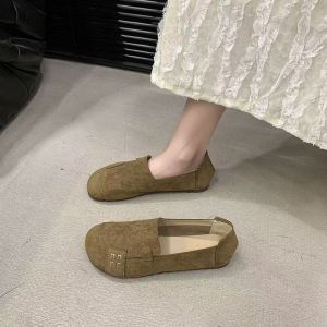 [Free Shipping] Retro Round-Toe Flats New Spring/Autumn Collection WomenS Casual Slip-On Shoes Flat Oxford-Style Loafers