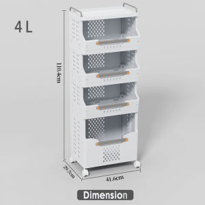 Multi-layer Laundry Basket Bathroom Clothes Storage With Wheels Movable Household Organizer Shelf Thickened 2/3/4 Layer Foldable Storage Rack Movable Brake Storage Organizer Laundry and Cleaning equipment For Kitchen Living Room