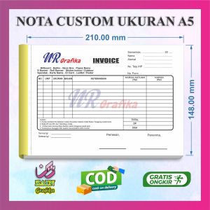 cetak nota ukuran A5 (210 mm x 148 mm) 50 Set/Lembar zain grafika