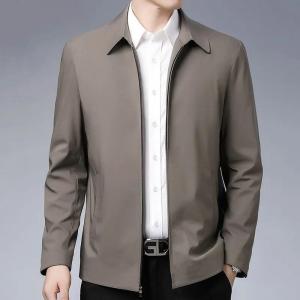 【VIDKHSY Store】Mens Bomber Jacket Polo Neck High Quality Lined Windbreaker Casual Motorcycle Jacket with Zipper Pockets Korean Fashion Streetwear Casual Male Outwear
