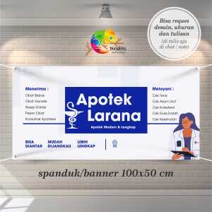 Cetak Spanduk Banner Biru Putih Modern Spanduk Apotek Obat Kesehatan