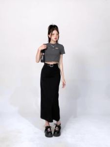 Ammin 2024 Mùa Xuân/Mùa Hè khí chất lủng lẳng A-line Váy Midi với eo giấu trong xẻ eo cao Thiết kế quấn hông váy cho phụ nữ phong cách Hàn Quốc đi lại trang phục thanh lịch váy