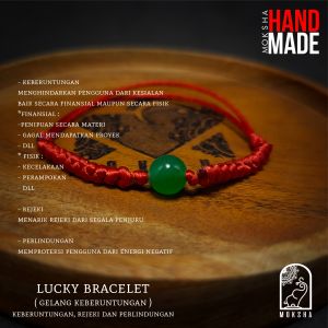 Gelang Tali Merah Keberuntungan dengan batu Giok by Moksha