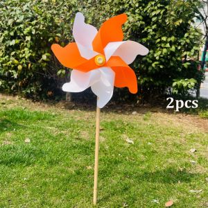 DORADO 2pcs Seven Leaf Colorful Pinwheel Blue White Yellow White Orange 24cm Wind Spinner High Quality Outdoor Party Toys Color Matching Windmill Garden Yard Art Decoration