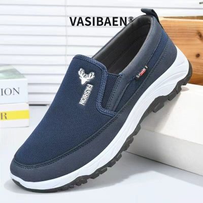 VASIBAEN New cloth shoes walking shoes men's casual shoes low-top soft-soled canvas shoes middle-aged and elderly shoes