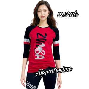 Baju zumba 2warna - atasan Baju Senam plat kombinasi dua warna