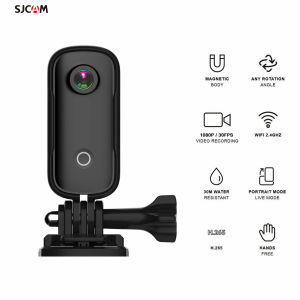 SJCAM กล้องวีดีโอดิจิทัล1080P กล้องแอ็คชั่นขนาดเล็ก30MC100/C100 + กันน้ำใช้ร่วมกับสายคล้องหลังคลิปซองกันน้ำ