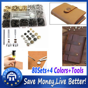 【Local delivery】 Leather Snap Fasteners Kit12mm Metal Button Snaps Press Studs Clasps Buttons Sewing Buttons for ClothesJackets Metal-Buttons-Kit