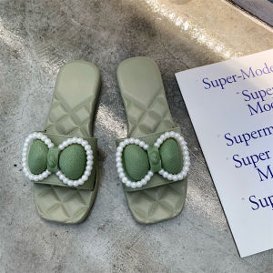 2022ใหม่ รองเท้าแตะยางสไตล์เกาหลี รองเท้าแตะพื้นนุ่ม ตกแต่งกลีบมุก