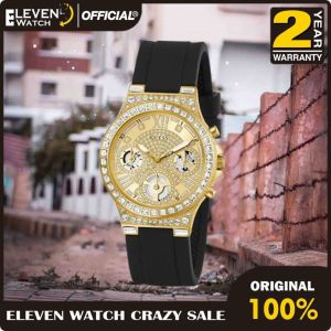[Promo] Jam Tangan Wanita Guess GW0257L1 Gold Tone Case Black Silicone Original Garansi 2 Tahun [✔COD][100% Authentic]