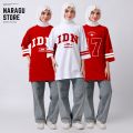 Kaos Agustusan Wanita 7/8 Merah Putih Sporty Cotton Combed 24s Tebal Kaos 17 Agustus Premium Viral. 