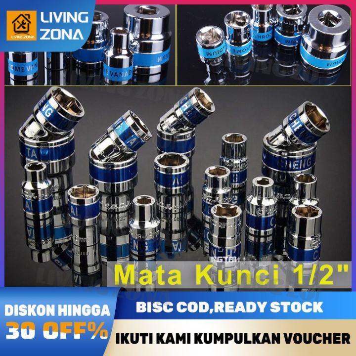 Kunci Sok Bijian Soket Crom Murah Bagus 8-32Mm Mata Kunci Sok 24 Mm Tools Mata Kunci Sock 22 Mm Sock Socket Sok 1/2" 6Pt