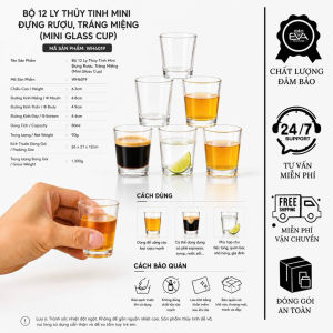 Bộ 12 Cốc Thủy Tinh Lucky Thailand LG42 70m Uống Nước Mini Thủy Tinh Trong Suốt Cao Cấp