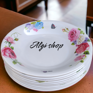 12Pcs Gratis sndok Piring makan Melamin bunga anti kelopek  tebal dan tahan panas bebas BPA