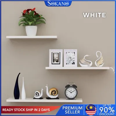 (Sustain Up to 50kg) SOKANO HP072 1 Pcs Strong Floating Wall Shelve Home Living 60cm/ 80cm/110cm Rak Hiasan Rak Dinding